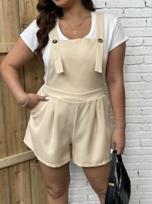 Calvaya Mono overol con bolsillo oblicuo sin camiseta - Caqui - Ver 6