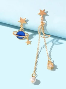 1 Đôi Thời Trang Không Khớp Hành Tinh & Bông Tai Giọt Mặt Trăng Dành Cho Nữ Trang Trí Hàng Ngày - Nhiều màu - Xem 1