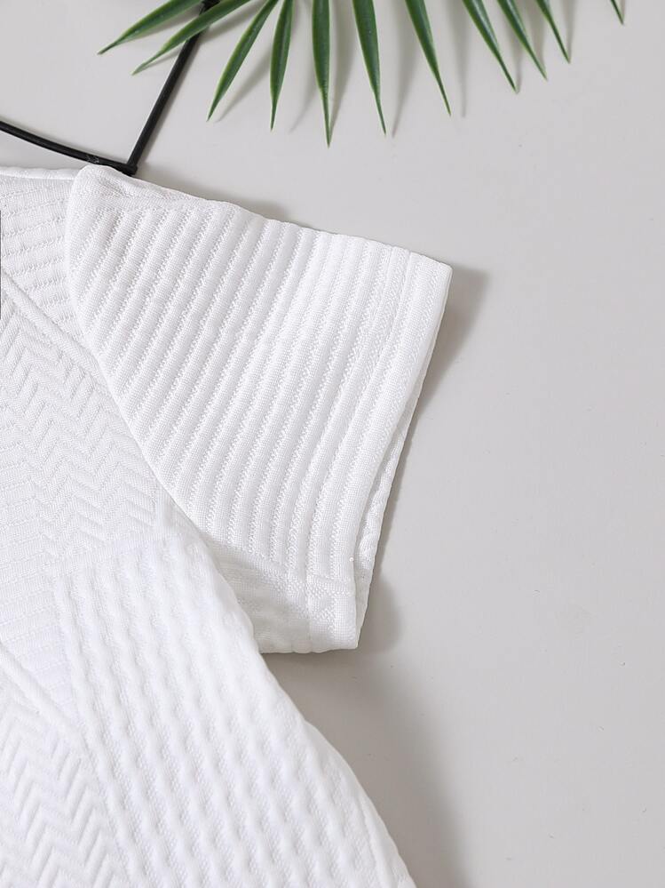 SHEIN 年輕男孩字母拼接t恤與褲子套裝 - 彩色 - 查看 3