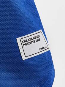 SHEIN Chàng trai trẻ Đồ họa Chữ cái Chi tiết được vá Cổ Đứng Áo sơ mi - Xanh đậm - Xem 3