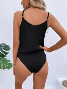 SHEIN LUNE Body de tirantes con lentejuela en contraste - Negro - Ver 2