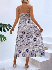 Breezaya Mandala Print Cami Dress - Blue and White - View 2