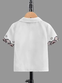SHEIN Toddler Boys Geo Print Shirt - White - View 3