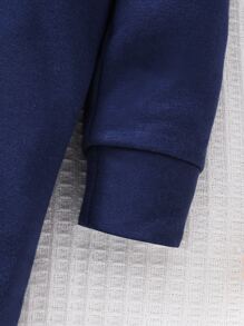 Baby Gingham Print Bow Front Jumpsuit - Navy Blue - View 6