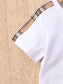 SHEIN Baby Boy Plaid Patched Pocket Tee & Shorts - Multicolor - View 5