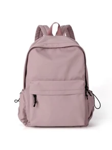 Ba lô chức năng nữ màu trơn Có thể điều chỉnh được tối giản - Màu tím hoa cà - Xem 4