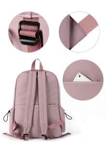 Ba lô chức năng nữ màu trơn Có thể điều chỉnh được tối giản - Màu tím hoa cà - Xem 6