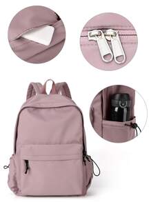 Ba lô chức năng nữ màu trơn Có thể điều chỉnh được tối giản - Màu tím hoa cà - Xem 7
