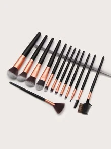 13 piezas Juego de brochas de maquillaje con estuche de cuero portátil, brochas para base, iluminador, rubor, corrector, sombra de ojos, delineador, gama completa, adecuado tanto para principiantes como para profesionales, juego de brochas, kit de maquillaje, set de maquillaje completo, set de brochas de maquillaje, kit de maquillaje completo, kit de brochas, set de brochas de maquillaje, set de regalo de maquillaje, set - Negro - Ver 3