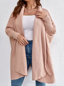 SHEIN LUNE Plus Size Batwing Sleeve Cardigan - Dusty Pink - View 1