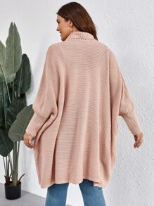 SHEIN LUNE Plus Size Batwing Sleeve Cardigan - Dusty Pink - View 2