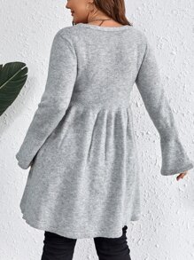 SHEIN LUNE 大碼前紐扣開襟衫 - 灰色 - 查看 2