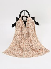 1 件女士花卉印花單面百褶圍巾 - 彩色 - 查看 2