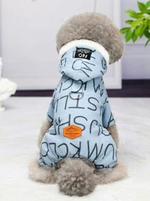 1pc Letter Graphic Pet Jumpsuit - Blue - View 1