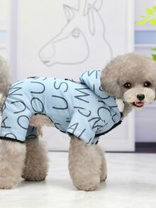 1pc Letter Graphic Pet Jumpsuit - Blue - View 2