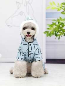 1pc Letter Graphic Pet Jumpsuit - Blue - View 4