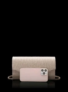 華麗、優雅、精美、安靜的豪華亮片,時尚、豪華和閃亮的香檳色手提包,帶摺疊式頂部和v字形遮蓋晚宴包,派對女孩、女人、新娘完美的派對、婚禮、舞會、晚宴/宴會 - 香檳色 - 查看 7