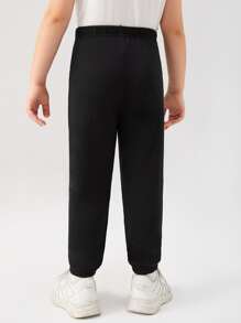 Toddler Girls Butterfly Print Joggers - Black - View 2