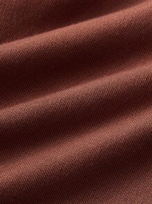 SHEIN ICON 字母圖案抹胸上衣和側翻蓋口袋衛褲 - 鏽棕色 - 查看 4