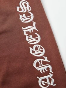 SHEIN ICON 字母圖案抹胸上衣和側翻蓋口袋衛褲 - 鏽棕色 - 查看 5