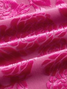 SHEIN ICON 印花腰部鏤空鉛筆裙 - 粉色 - 查看 3