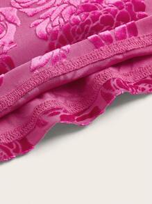 SHEIN ICON 印花腰部鏤空鉛筆裙 - 粉色 - 查看 4