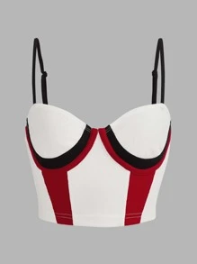 SHEIN ICON Colour Block Bustier Crop Cami Top - White - View 1