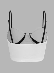 SHEIN ICON Colour Block Bustier Crop Cami Top - White - View 2