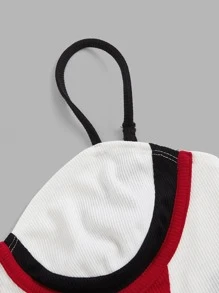 SHEIN ICON Colour Block Bustier Crop Cami Top - White - View 3