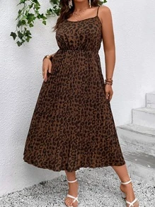 SHEIN VCAY Vestido de tirantes con estampado de leopardo - Multicolor - Ver 1