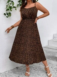 SHEIN VCAY Vestido de tirantes con estampado de leopardo - Multicolor - Ver 5