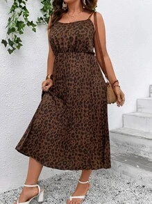 SHEIN VCAY Vestido de tirantes con estampado de leopardo - Multicolor - Ver 6