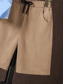 SHEIN Tween Boy Patched Pocket Shirt & Shorts Without Tee - Multicolor - View 3