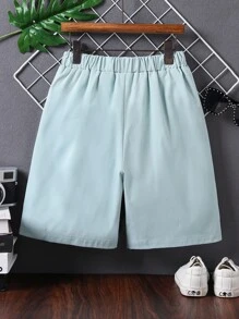 Boys Star & Letter Graphic Shorts - Mint Green - View 2