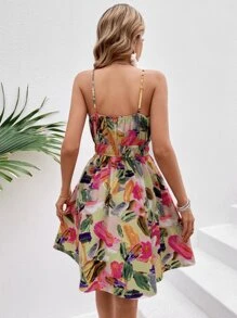 SHEIN VCAY 筆刷圖案吊帶連衣裙 - 彩色 - 查看 2