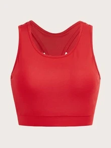 Cut Out Racerback Sports Bra - Red - View 7