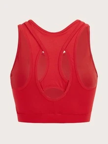 Cut Out Racerback Sports Bra - Red - View 8