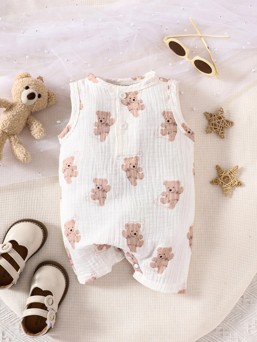 Baby Bear Print Tank Top - White - View 1