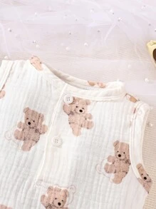 Baby Bear Print Tank Top - White - View 3