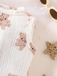 Baby Bear Print Tank Top - White - View 4