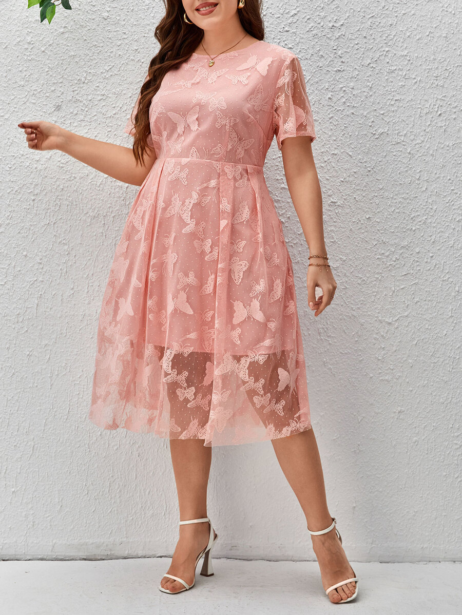 SHEIN Clasi Vestido de malla con mariposa