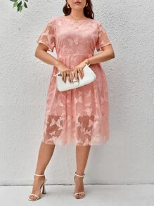 SHEIN Clasi Vestido de malla con mariposa