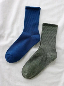 2雙素色中筒襪 - 彩色 - 查看 5