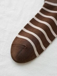 5雙條紋和字母圖案中筒襪 - 彩色 - 查看 4