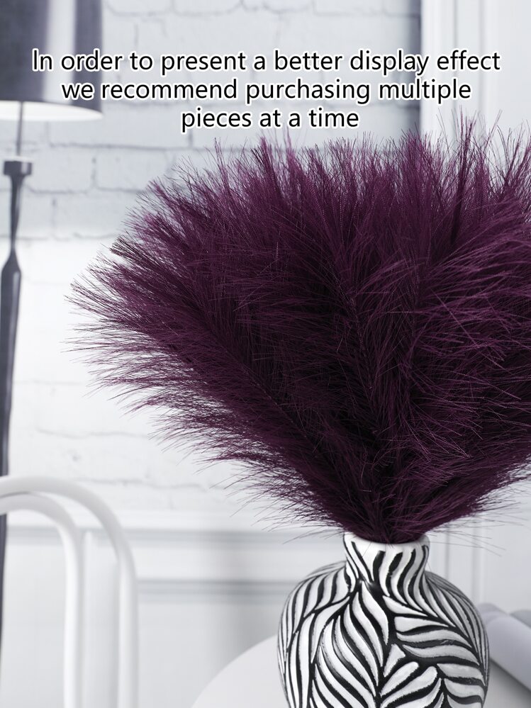 8/10pcs Artificial Reeds And Pampas Grass For Kitchen Wedding Decor, Diy Decoration, Realistic Simulation Grass For Indoor And Outdoor Use, Filler For Home Room Vase - Purple - View 7