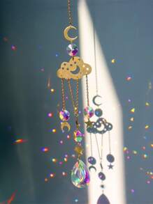 1pc Cloud & Moon Design Crystal Decor Wall Hanging - Multicolor - View 1