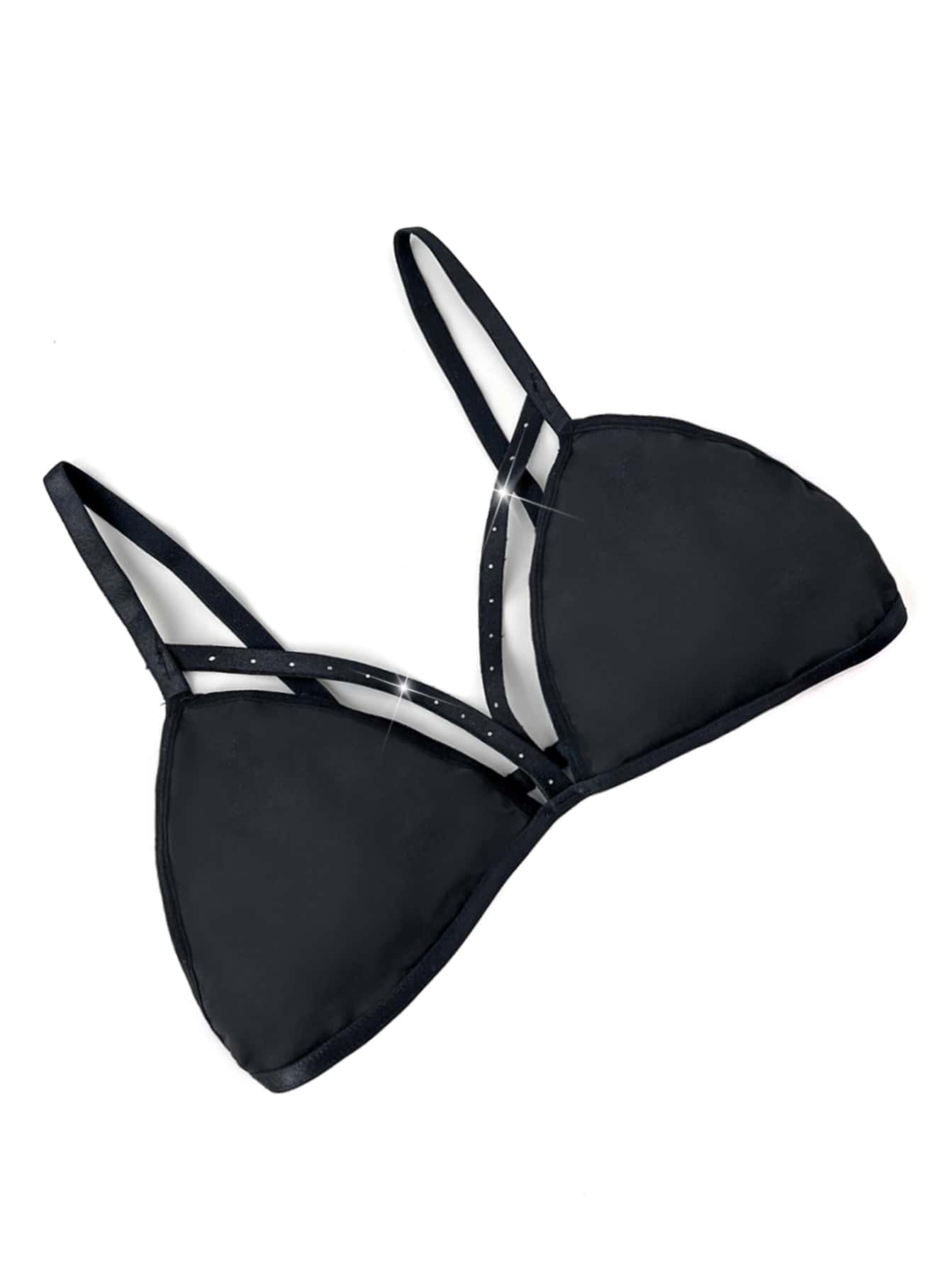 Solid Rhinestone Detail Wireless Bra SHEIN South Africa