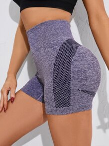 SHEIN Sport Studio Seamless High Stretch Marled Knit Sports Shorts