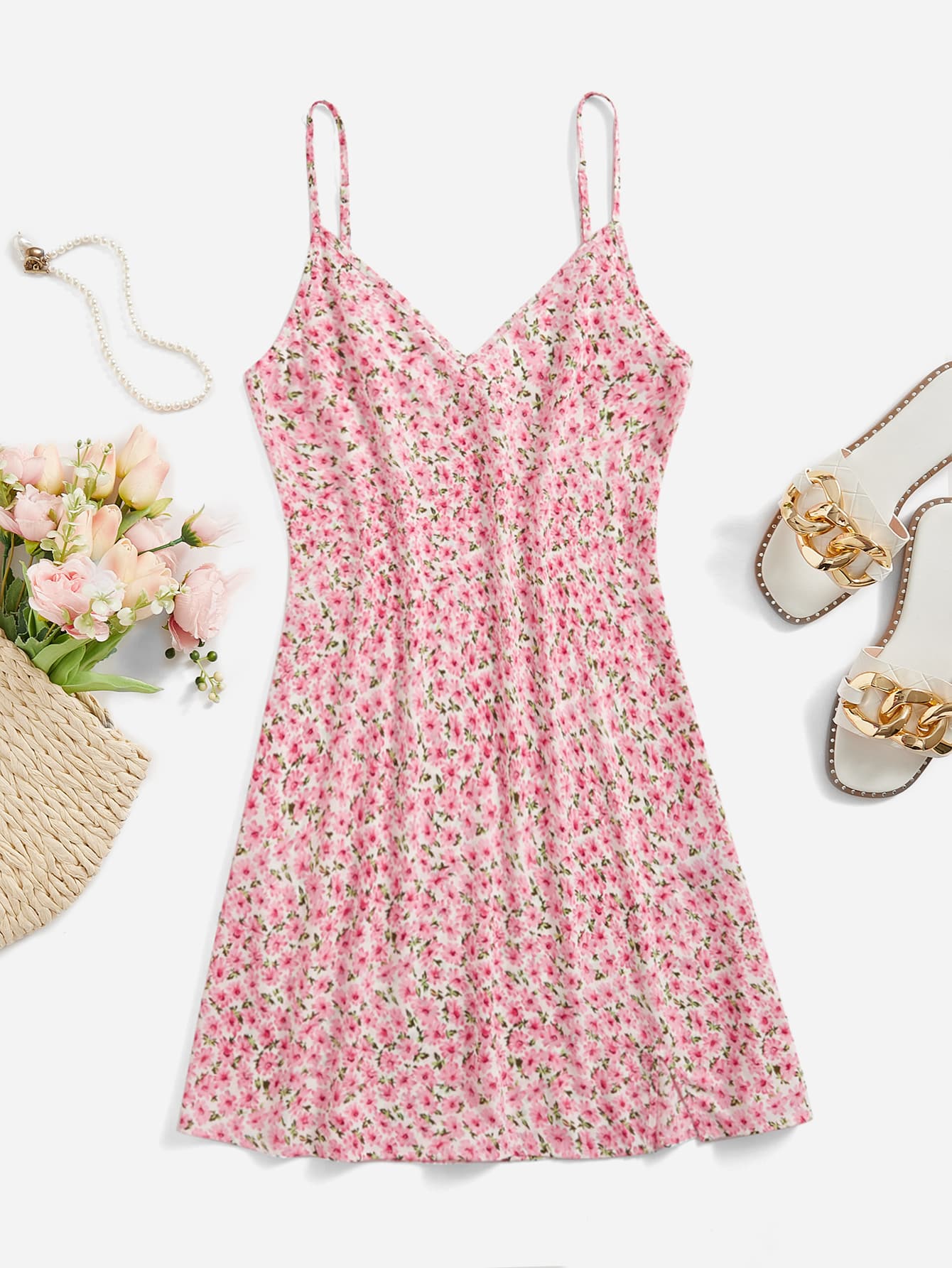Soleia Đầm Lộ Lưng Chia Họa tiết hoa Boho - Nhiều màu - Xem 1