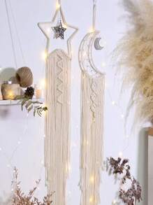2pcs Moon & Star Design Wall Hanging Set - Beige - View 1